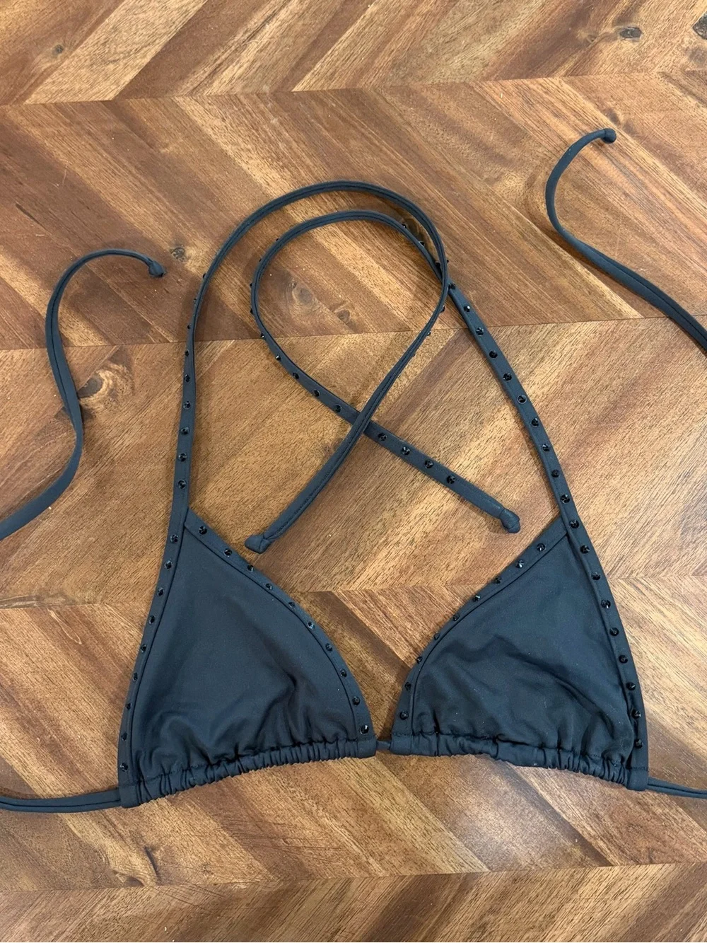 SKIMS RHINESTONE TRIANGLE SWIM BIKINI TOP